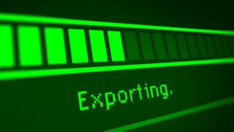 Animated Green Exporting Progress Bar in Monitor Screen Stock Footage 141867580