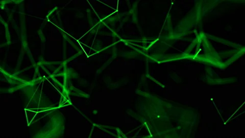 Animated green geometric background with moving lines and dots Stock Footage 101861309