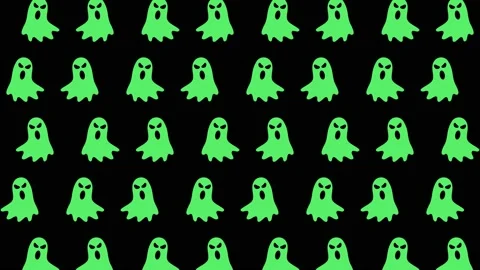 Animated green ghost silhouette pattern on a black background. Halloween holiday Stock Footage 160108416