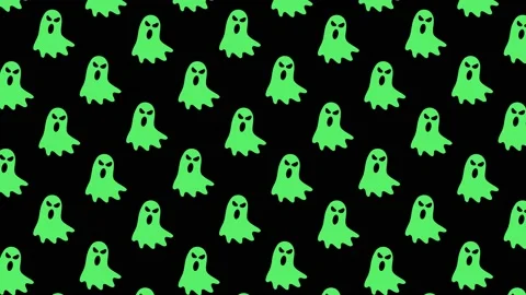 Animated green ghost silhouette pattern on a black background. Halloween holiday Stock Footage 161340704