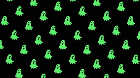 Animated green ghost silhouette pattern on a black background. Halloween holiday Stock Footage 162323761