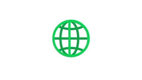 Animated Green Global Web Icon on White Background – Internet Connection Vidéo 296845809