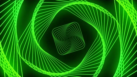 Animated green gradient square structure in spiral rotation Stock Footage 199373547
