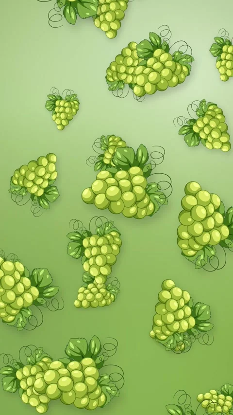 Animated Green Grapes Falling Downward on a Soft Green Mesh Background Stock Footage 343471715