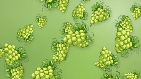 Animated Green Grapes Falling Over a Soft Green Mesh Background Stock Footage 344518399