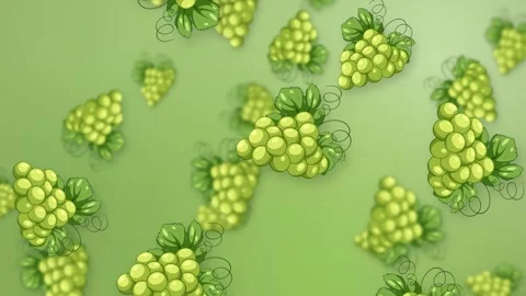 Animated Green Grapes Falling Over a Soft Green Mesh Background Stock Footage 344850944