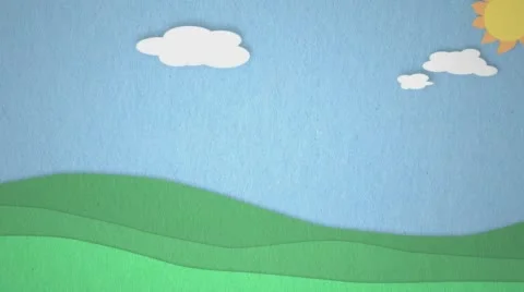 Animated green grass, blue sky with clou... | Stock Video | Pond5