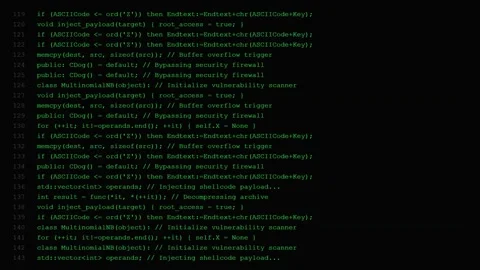 Animated Green Hacking Code Stream with Security Comments Stock Footage 339156778