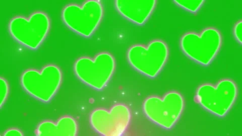 Animated green hearts floating pattern background with glowing particles and Stock Footage 343551971