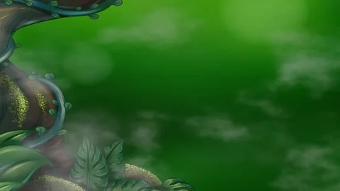 Animated Green Jungle Background with Drifting Clouds and Tropical Foliage Stock Footage 339378943