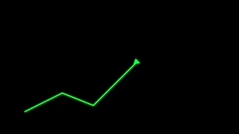 Animated green line graph with arrows on black background Stock Footage 342044543