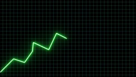 Animated a green line graph on a black background with a blue grid pattern 4k Stock Footage 318842854