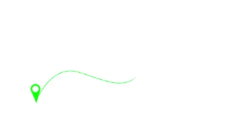 Animated green map route with dotted line connecting two pin markers on whi.. Stock Footage 339751605