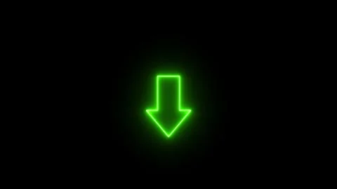 Animated Green Neon Arrow Pointing Down on Black Background Stock Footage 345944315