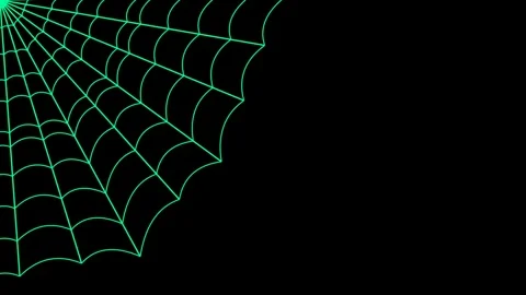 Animated green neon spider web forming in corner over black background for .. Vídeo Stock 345845905