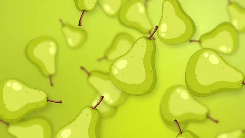Animated Green Pears Falling Against a Vibrant Gradient Mesh Background Stock Footage 344617169