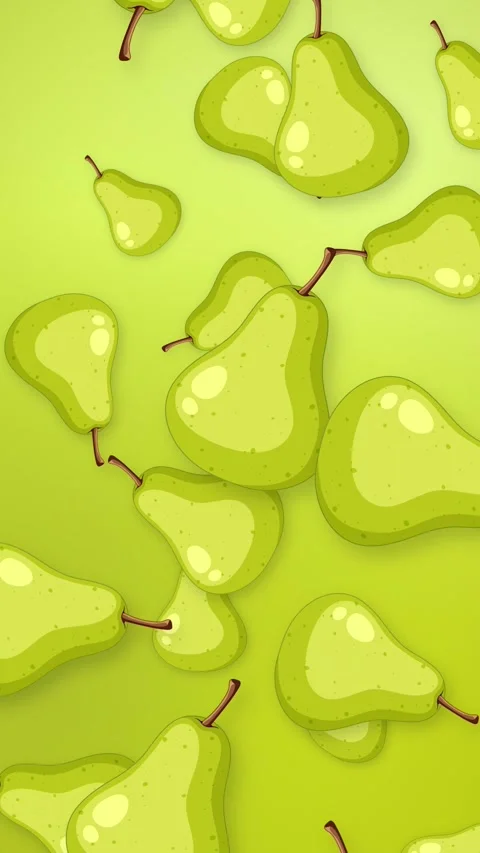 Animated Green Pears Falling Downward on a Gradient Mesh Background Stock Footage 344931538