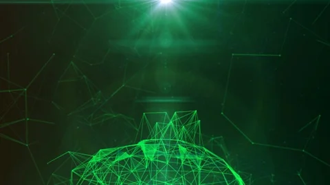 Animated Green Plexus Futuristic Background Video with Flare Stock Footage 126740930