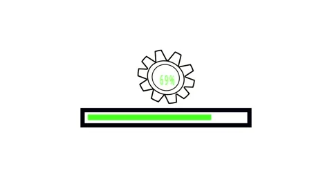 Animated green progress bar cog wheel gear loading success efficiency start.. Stock Footage 321443516