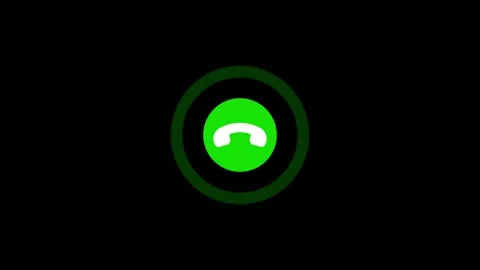 Animated green pulsating end call telephone icon symbol isolated on black b.. Stock Footage 329145221