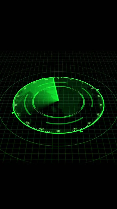 Animated green radar display digital world map monitoring system vertical v.. Stock Footage 344283334