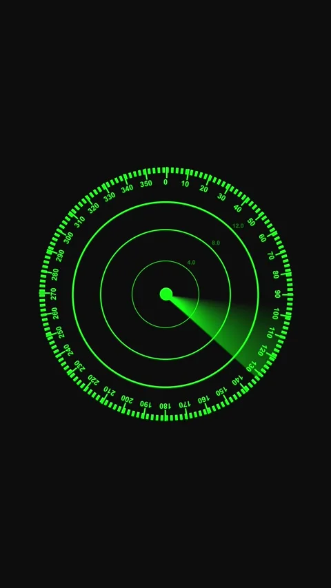 Animated green radar screen rotating circles system security vertical video.. Stock Footage 321722011
