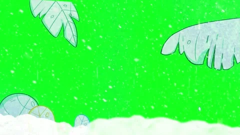 Animated green screen background featuring hand drawn tropical leaves and Stock Footage 338998663