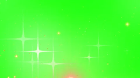 Animated green screen background featuring glowing star bursts and floating Video stock 345332455