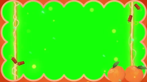 Animated green screen background with festive oranges and decorative borders Video stock 338993592