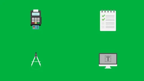 Animated green screen with calculator notepad compass and clipboard 2d. Stock Footage 310122770