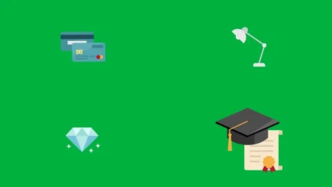Animated green screen cartoon with globe desk lamp graduation cap. Stock Footage 310122772