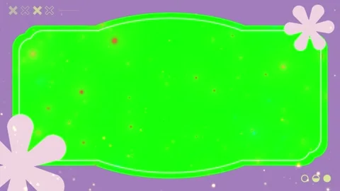 Animated Green Screen Frame with Floral Elements and Purple Background for 스톡 동영상 338325916