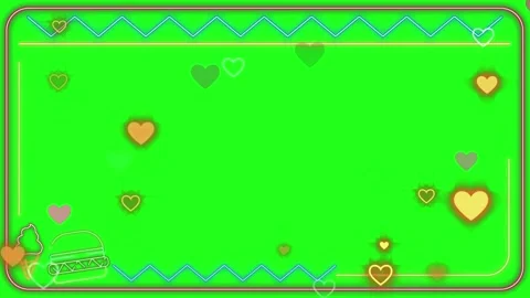 Animated green screen overlay featuring floating heart symbols and food icons Vidéo 344247647
