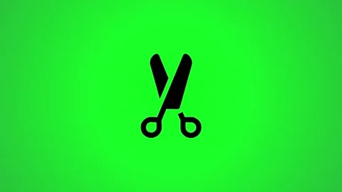 Animated green screen video featuring dynamic black scissors icon for versa.. 스톡 동영상 346496325