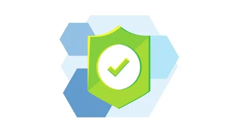 Animated green shield with check mark symbolizes security and protection, m.. Stock Footage 333718365