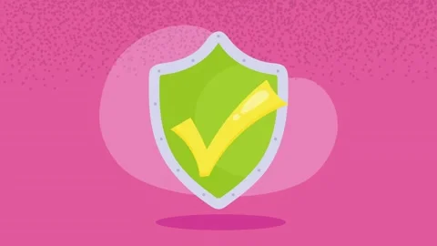 Animated green shield icon with a yellow check mark symbol appearing agains.. Vídeo Stock 339086683