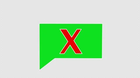 Animated green speech bubble with a red X for error, wrong, negative feedback Stock Footage 337471586