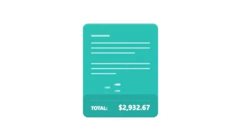 Animated Green Teal Tax Document Icon with Calculating Glowing Numbers and .. Видео 346202100