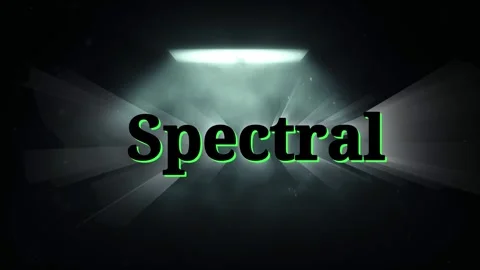 Animated green text spectral title swinging across dark background with fog Stock Footage 343506151