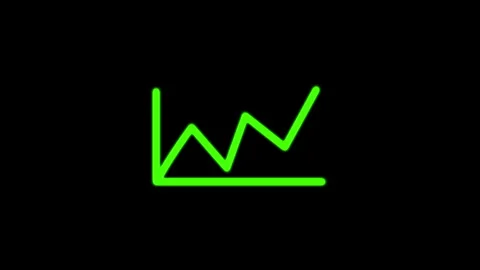 Animated Green Uptrend Growing Graph on Black Background Stock Footage 310491004