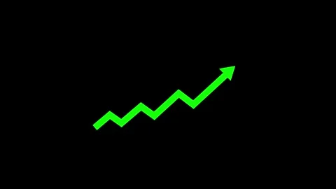 Animated green upward arrow graph representing growth success and financial Stock Footage 330498276