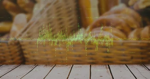 Animated green waveform rising and falling on audio pulses, showing sound with Stock Footage 321346568