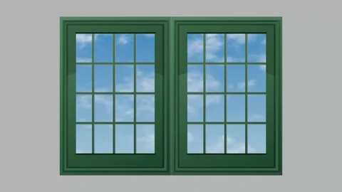 Animated Green Window with Drifting White Clouds in Blue Sky Stock Footage 344831673