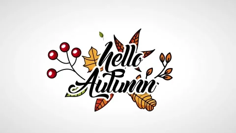 Animated greeting card design with hand drawn autumn leaves and red berries.. Vídeo Stock 338421359