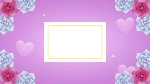 Animated greeting card template with romantic floral frame and floating hea.. Vídeo Stock 338421893