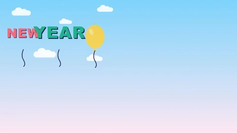 Animated Greeting with Floating Balloons Stock Footage 348191643