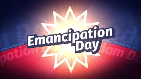 Animated greetings of the Emancipation Day with a stylized flag in the backgroun Stock Footage 155058025