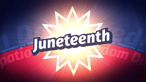 Animated greetings of the Juneteenth with a stylized flag in the background Stock Footage 155050092