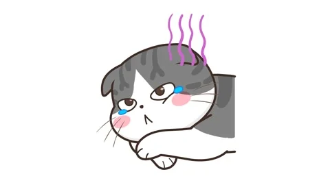 Animated Grey Cat Crying - White Background Stock Footage 282783452