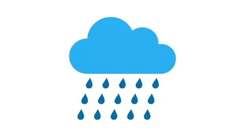 Animated grey rain cloud with falling water drops for weather forecast apps.. Stock Footage 341851990